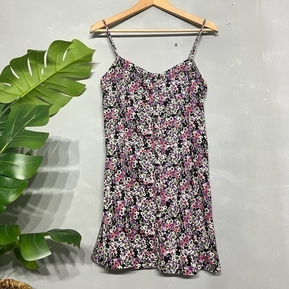 3/$30 _  AMERICAN EAGLE | floral mini dress button down spaghetti straps  XS - Picture 2 of 7